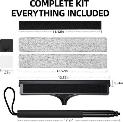 Window Squeegee with Flip-Head, Shower Squeegee 16-59" Long Handle Telescopic Pole & 30% Thicker Blade, Shower Squeegee for Glass Doors, Shower, Car, Windows, Bathroom