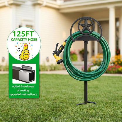 GOFORWILD Garden Hose Holder, Decorative Hose Butler Sturdy Water Hose Rack, Durable Wall Hose Hanger, Holds 125-Feet of 5/8-Inch Hose, Hose Reel, Made of Gauge Steel (9.8) …