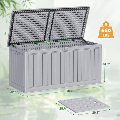 Devoko 30 Gallon Resin Deck Box Waterproof Outdoor Storage Box for Patio Furniture Pool Accessories Indoor Storage for Cushion Garden Tools (30 Gallon, Black)