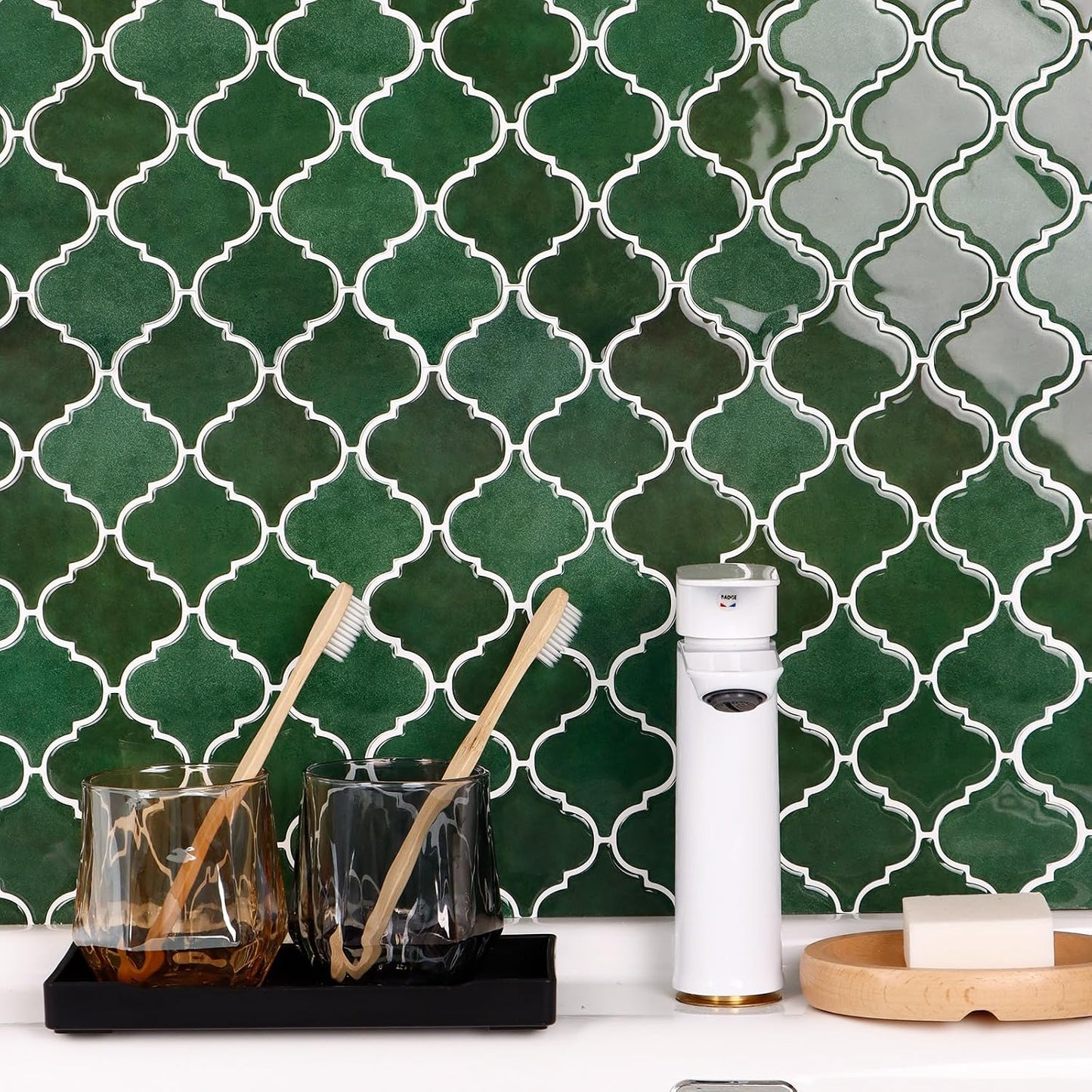 Arabesque Peel and Stick Backsplash for Kitchen, Thicker Design 3D Self Adhesive Wall Tiles, 12"x12" Peel and Stick Wall Tiles, Dark Grey 10-Sheet Stick on Tiles for Kitchen and Bathroom.