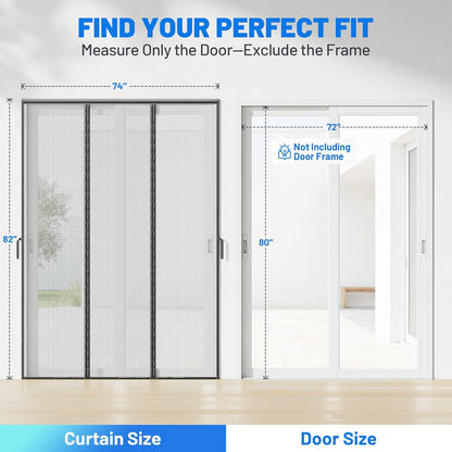 Heavy Duty Magnetic Screen Door Mesh - Auto-Sealing Hand-Free Door Net Screen with 50 Magnets, Pet & Kid Friendly, PET Fine Mesh Doors Screens Keep Bugs & Mosquitos Out Fits Front Doors Size 36” x 82”