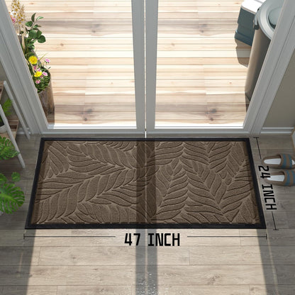 Yimobra Front Door Mat Outdoor Indoor, 29.5x17 All-Season Waterproof Door Mat Outside Entrance, All-Weather Non-Slip Outside Doormat for Garage Patio Entryway, Brown
