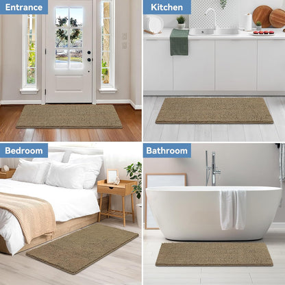 Bcoimo Bathroom Rugs 24x17, Bath Mats for Bathroom Non Slip with Rubber Backing,High Absorbent Microfiber Bath Rugs Quick Drying, Machine Washable, Durable Decor