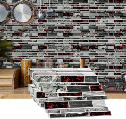 36 Sheets of Self Adhesive Marble Tile Wall Tiles Vinyl Sticker | 9.68 x 4.72in Water Resistant, Easy to Stick and Peel off, Suitable for DIY Decoration on Ceilings and Walls (Black)