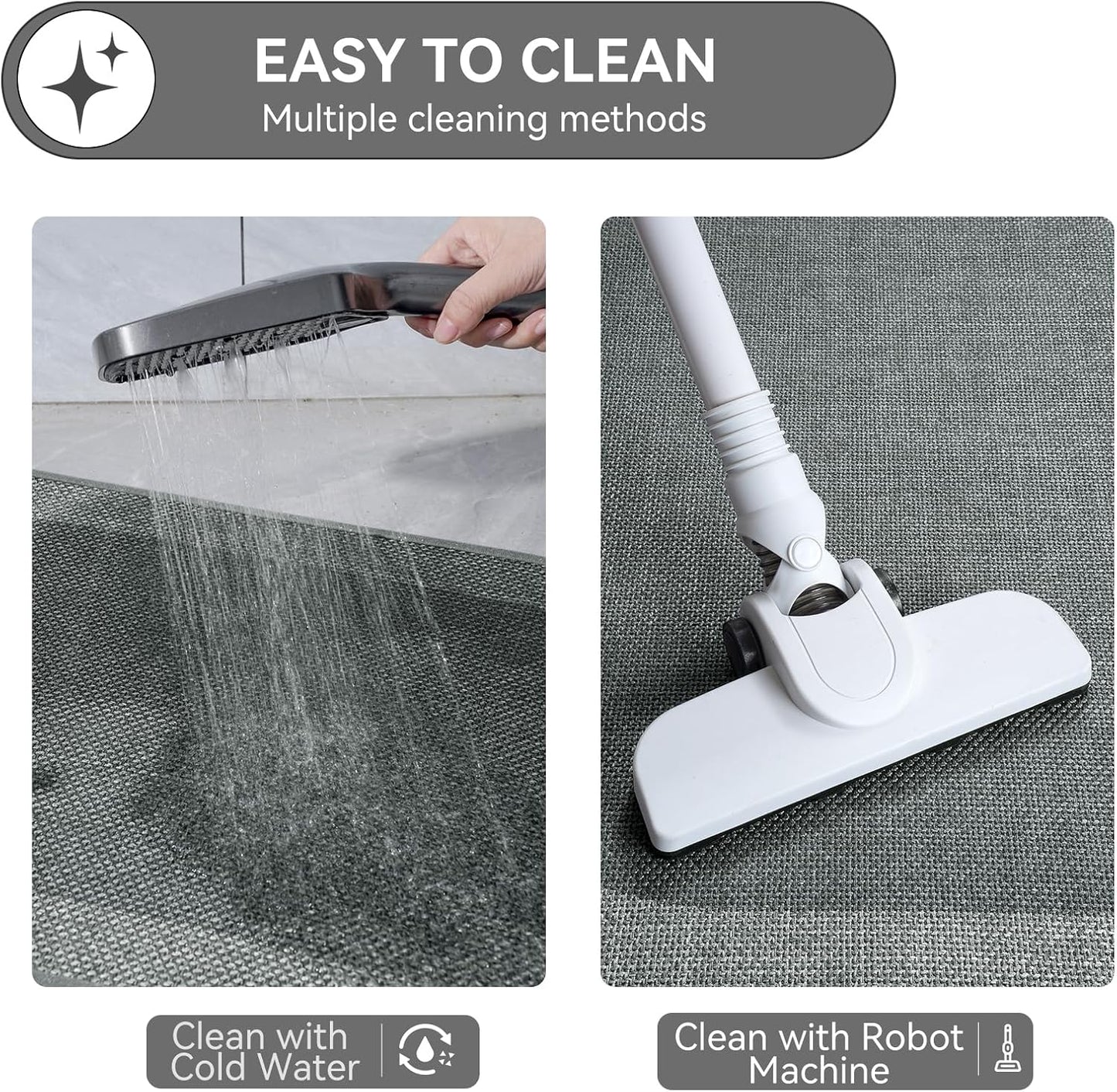 YDKGL Ultra Thin Bathroom Rugs Mat Quick Dry Absorbent Non Slip Bath Mat Bath Mats for Bathtub Mat Bathroom Carpet Fit Under Door Washable Floor Rubber Half Round Bath Rugs Grey 16x24