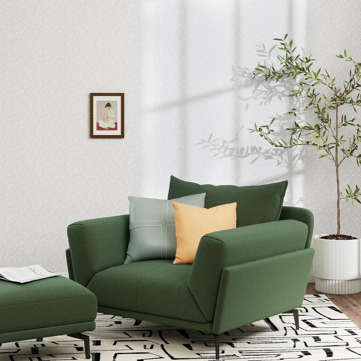 Modern Peel and Stick Wallpaper 17.3" x 78.7" Self Adhesive Wallpaper Textured Neutral Stripe Contact Paper Removable Vinyl Wall Paper for Living Room Bedroom Accent Wall Modern Minimalist Wall Decor
