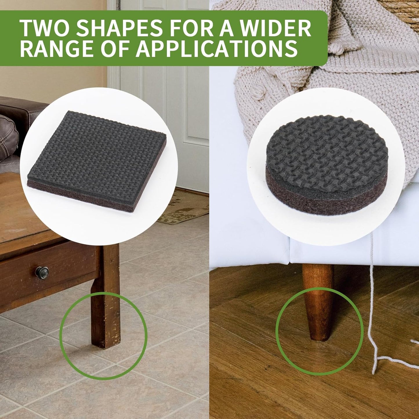 Non Slip Furniture Pads 36 PCS 1'' Square - Anti Slip Furniture Pads - Self Adhesive Rubber Feet Furniture Feet - Chair Leg Floor Protectors - Keep Furniture in Place