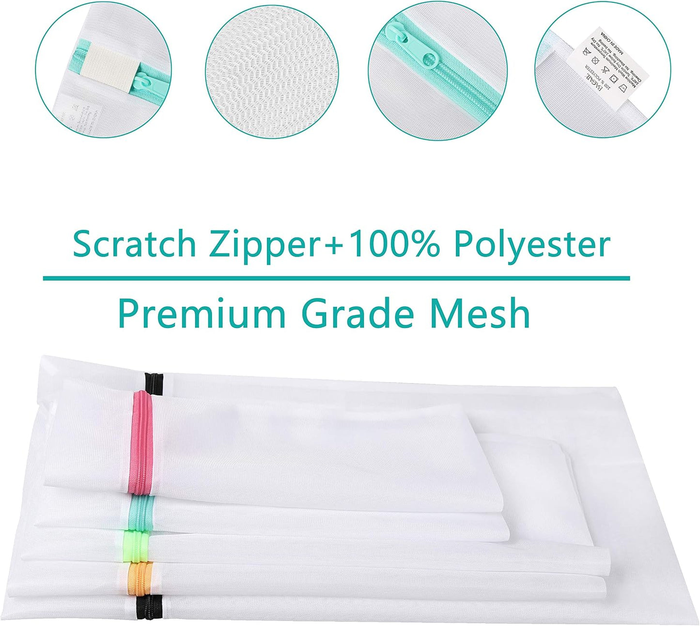 BAGAIL Laundry Bags Mesh Wash Bag for Intimates Lingerie and Delicates, 5Pcs (1XL,2L,2M)