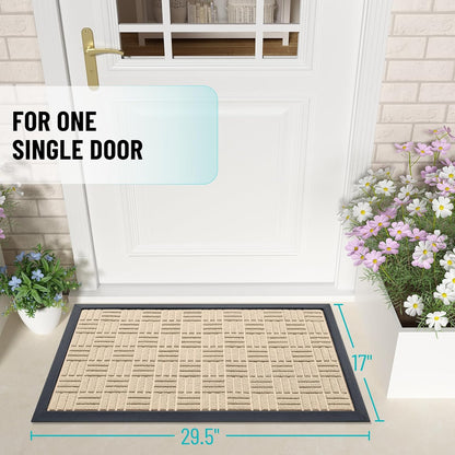 OLANLY Front Door Mat Outside Entrance 29.5x17, Absorbent, Heavy Duty Sturdy Natural Rubber Doormat Indoor Outdoor, Stain and Fade Resistant, Non-Slip Backing Low Profile Floor Mat for Entryway, Grey