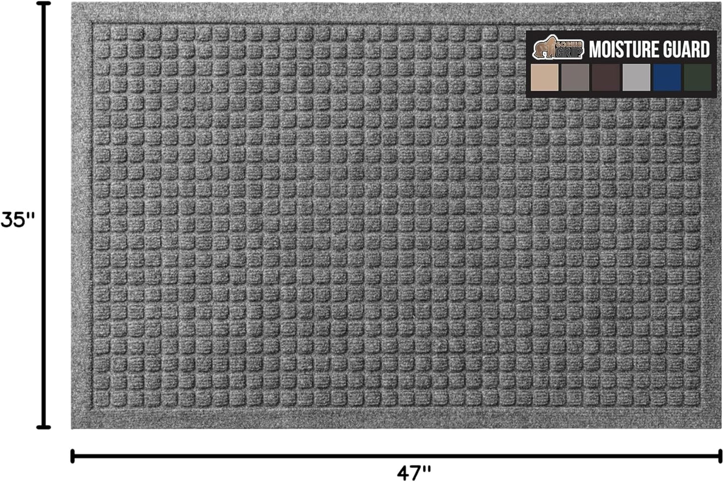 GORILLA GRIP® Ultra Absorbent Front Door Mat Outside Entrance, Traps Dirt and Moisture, HydroABSORB Indoor Outdoor Doormat Holds Up to 1.7 Cups Water, Stain and Fade Resistant Welcome Mat, 29x17 Black