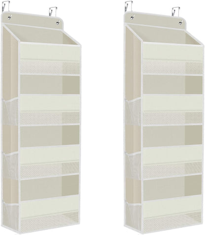 SpaceHacks 1 Pack Over The Door Organizer, Hanging Storage Organizer with Clear Window, 40lb Ultra Sturdy Large Capacity Room Organizer for Pantry Laundry Bathroom Nursery Closet Baby Essential (Grey)