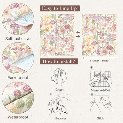 Heroad Boho Peel and Stick Wallpaper Beige Renter Friendly Wall Paper Peel and Stick Modern Contact Paper Neutral Geometric Wallpaper for Bedroom Bathroom Cabinets Decor Vinyl Waterproof 17.3"x78.7"