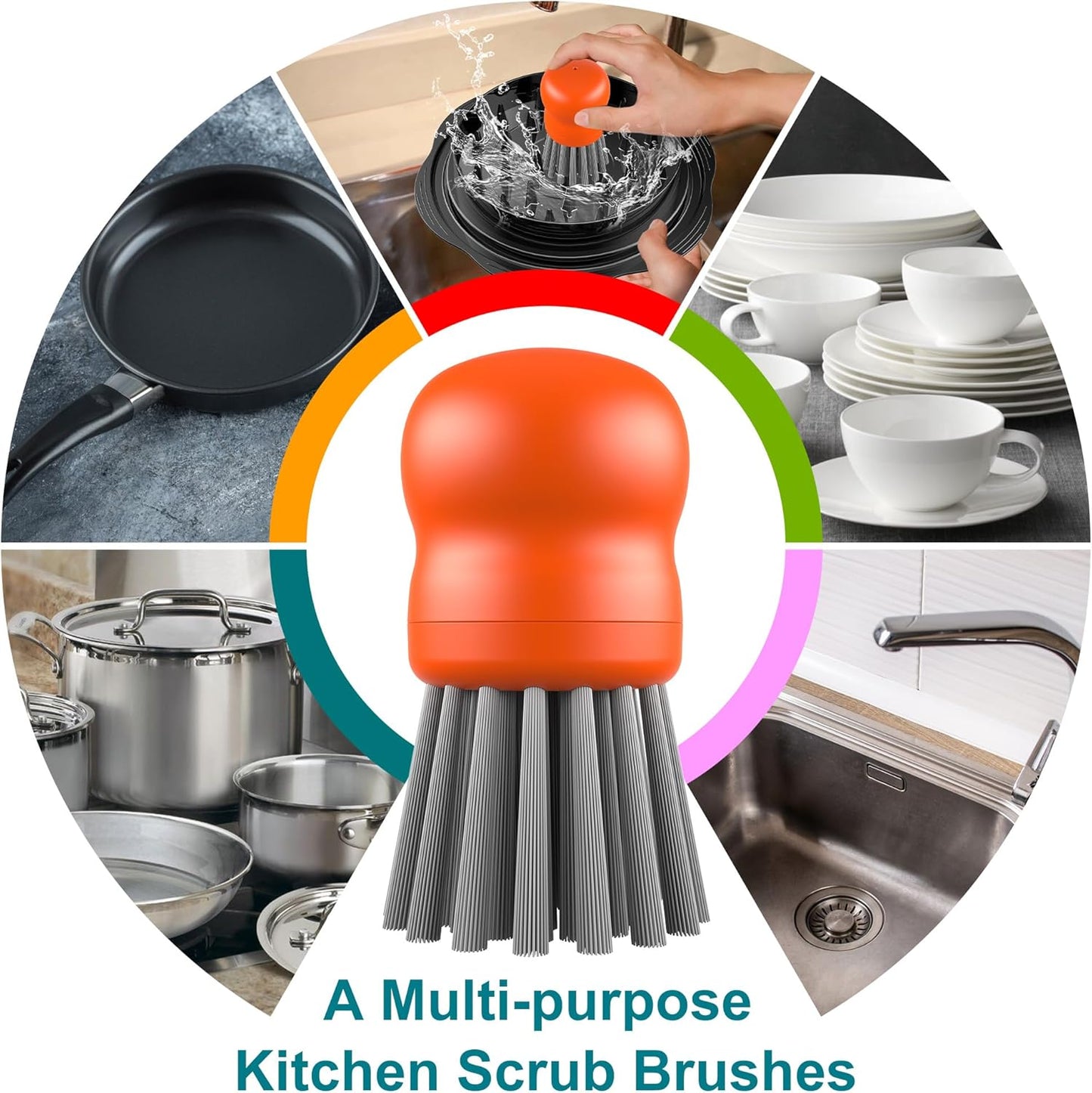 Mini Dish Brush for Cleaning Chicken Shredder, Palm Brush Dish Scrubber with Ergonomic Grip, Kitchen Brush for Washing Dishes, Pans, Pots, Sink (1, Black)