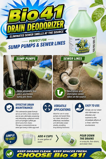 Drain Deodorizer- Odor Eliminator - Commercial Drain Deodorizer - Neutralizer Sewer Gas Smell Remover – 32 Ounce