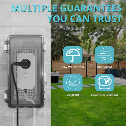 Outdoor Extension Cord Cover for Outside Outlet Plug Cover Waterproof, 9x5x4.3” Outdoor Electrical Box for Outlet Plug,IP67 Outdoor Waterproof Plug-in Distribution Box