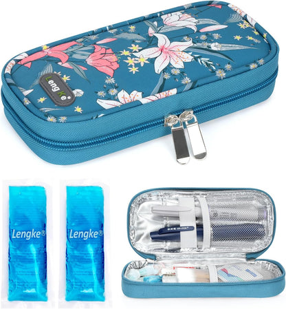 YOUSHARES Insulin Cooler Travel Case with Temperature Display - Refrigerated Medicine Cooling Bag with 2 TSA Approved Ice Pack, Medication Pen Diabetic Supplies Organizer for Trip and Daily