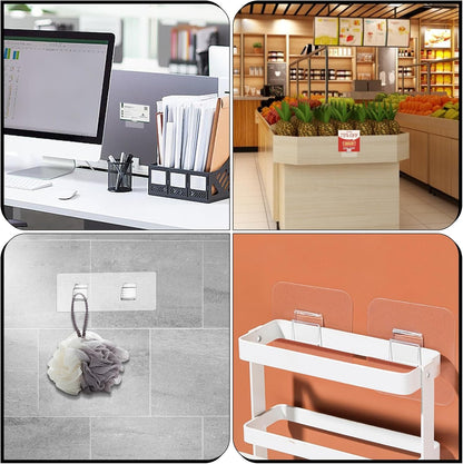 6 Pack Shower Caddy Adhesive Hooks Replacement Adhesive Hooks Sticker No Drilling Strong Sticker Wall Hooks for Bathroom/Kitchen / Office Corner Shelf basket Soap Dish,2 Double Hook and 4 Single Hook