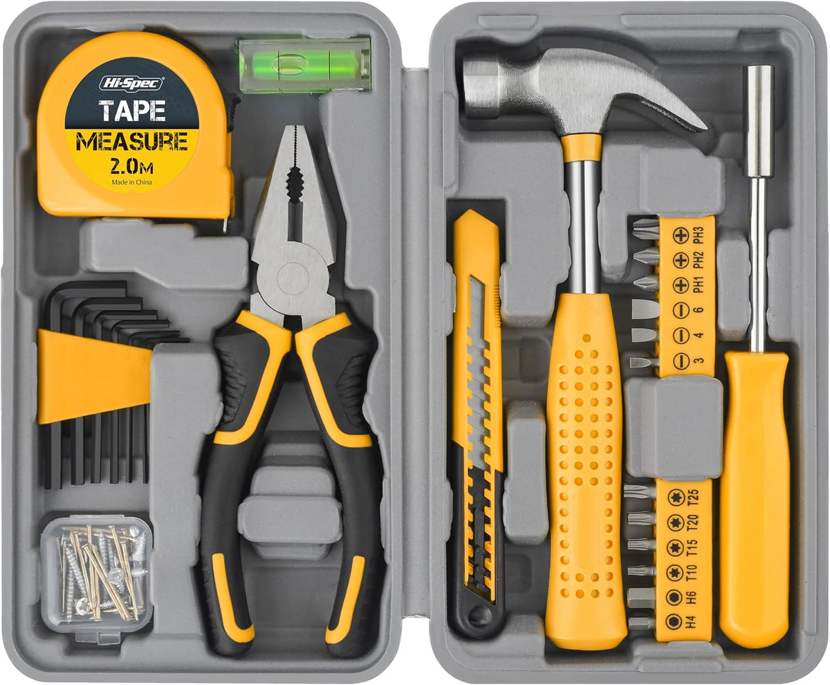 Hi-Spec Small Tool Kit Compact Set for Home and Office DIY, Green Mini Tool Box for Basic Household Repairs, Starter Toolkit in a Portable Toolbox Case.