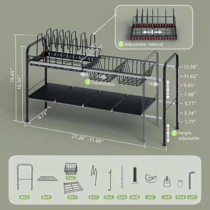 NETEL Under Sink Organizers and Storage, 2 Tier Expandable Under Cabinet Organizer Shelf with 4 Baskets and 4 Panels, Expandable Shelf for Cupboard, Kitchen, Bathroom, Shoe Storage Rack