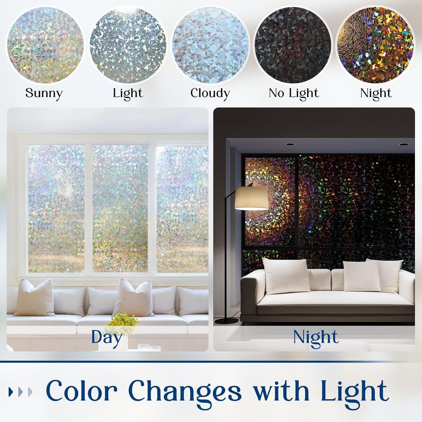 Haton Window Privacy Film Frosted Glass Film for Door Bathroom Shower, Peel & Stick, Day & Night, Papel para Ventanas Privacidad, Covering Sticker Removable Decorative Translucent Pure 17.5" x 78.7"