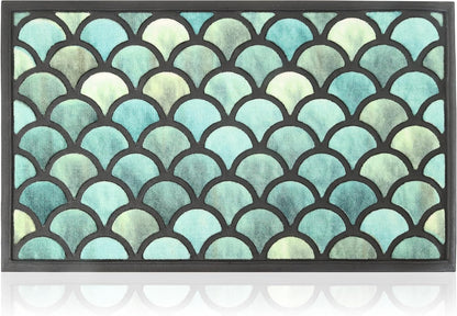 Extra Durable, Superior Absorption, Front Door Mat for Outdoor & Indoor - Welcome Mat for Entryway, Entrance, Patio, Porch - Waterproof, Non-Slip Backing, Coarse Fibers (Scales,17x29)
