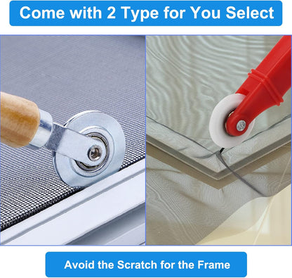 Window Screen Repair Kit Mesh Screen Spline Roller Repair Tools Kit with Screen Installer Clips, Metal and Plastic Spline Fixing Tool Kit for Window Screen1
