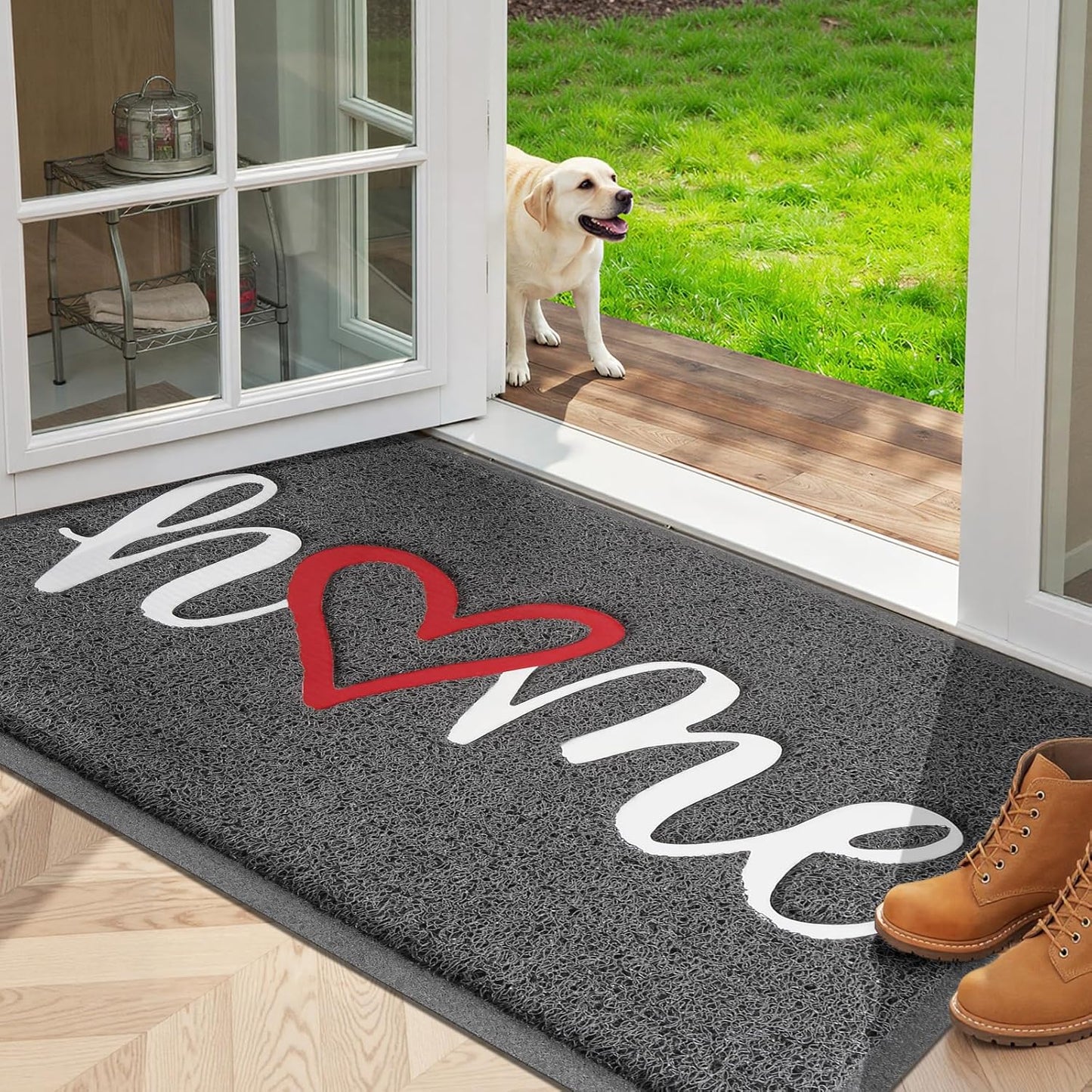 StepLively Door Mat Home Welcome Mats Outdoor and Indoor, Heavy-Duty Low-Profile Non-Slip Front Welcome Mat for Home Entrance, Outside Entry, Yard, Floor, Patio (30''x17.5'', Black)