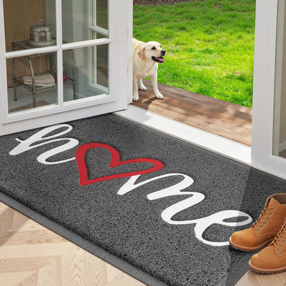 StepLively Door Mat Home Welcome Mats Outdoor and Indoor, Heavy-Duty Low-Profile Non-Slip Front Welcome Mat for Home Entrance, Outside Entry, Yard, Floor, Patio (30''x17.5'', Black)