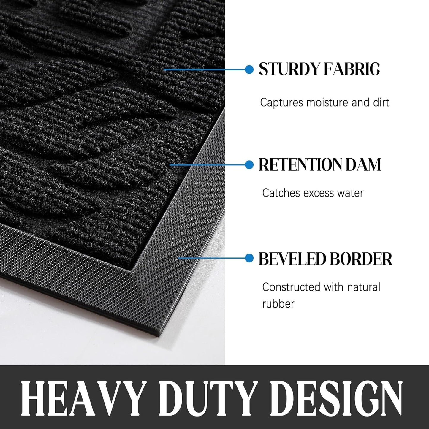 Yimobra Welcome Mat Outdoor 29.5x17, Waterproof Non-Slip Outdoor Mats for Front Door Outside Entrance, Low-Profile Entryway Mat Indoor for Garage Patio, Black