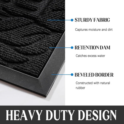 Yimobra Welcome Mat Outdoor 29.5x17, Waterproof Non-Slip Outdoor Mats for Front Door Outside Entrance, Low-Profile Entryway Mat Indoor for Garage Patio, Black