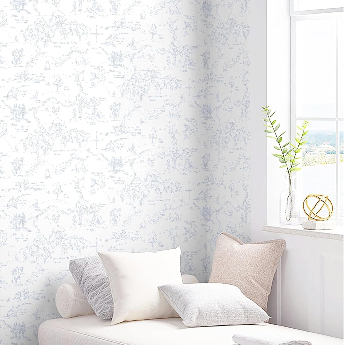 Dimoon 17.3''x78.7'' Vintage Peel and Stick Wallpaper Boho Beige Neutral Contact Paper White Floral Bird Wallpaper Removable Botanical Renter Friendly Modern Wall Paper Bedroom Bathroom Vinyl Roll