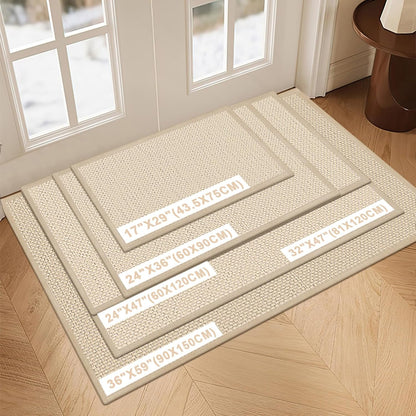 LEKEEPGO Door Mat 17"x29", Non Slip Door Mat Indoor Entrance, Rubber Backing Indoor Door mats Washable Absorbent Low-Profile Doormat Front Entryway Entry Resist Dirt Inside Door Mats, Khaki