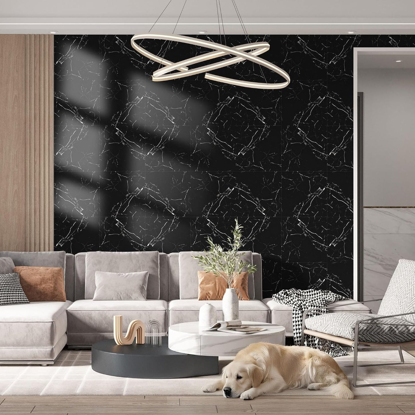 Vieshful 20pcs Peel and Stick Backsplash Tile，12"x12" Self Adhesive Marble Tile for Wall, PVC Waterproof Shower Wall Panels, Back Splash Stick on Tiles for Kitchen Bathroom Living Room (Not Real Tile)