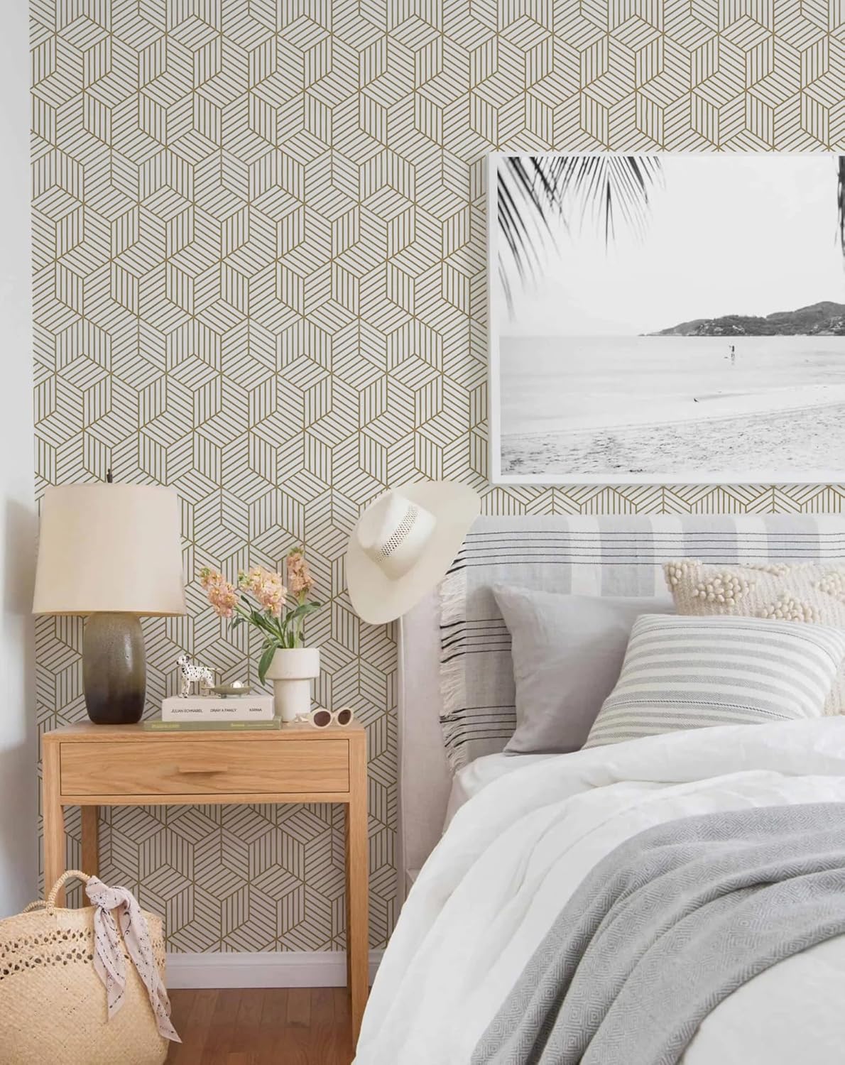 MelunMer Geometric Peel and Stick Wallpaper Gold 118In L 17.7In W Self Adhesive Removable Wallpaper for Bedroom/Bathroom Waterproof Modern Contact Paper for Cabinets Gold Contact Paper Shelf Liner