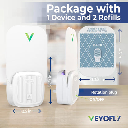 VEYOFLY Fruit Fly Traps for Indoors (2 Device + 4 Refills), Gnat Trap Indoor Plug in, Bug Traps, Flying Insect Trap, Gnat Traps for House Indoor, Fly Trap Indoor for Home Bug Light, Gnats Catcher