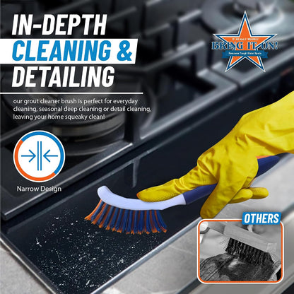 Bring It On Grout Cleaning Brush – Crevice Cleaning Brush with Stiff Nylon Bristles – Heavy-Duty Grout and Tile Cleaner Brush – Scrubbing Brush for Corners, Bathroom, Kitchen, Crevice Gaps