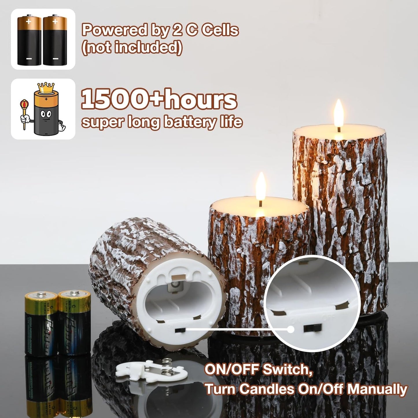 Eywamage Ivory Flameless Pillar Candles with Remote, Flickering Realistic LED Battery Wax Candles Set of 3, Φ 3" H 4" 5" 6"