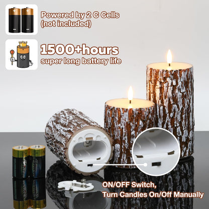 Eywamage Ivory Flameless Pillar Candles with Remote, Flickering Realistic LED Battery Wax Candles Set of 3, Φ 3" H 4" 5" 6"