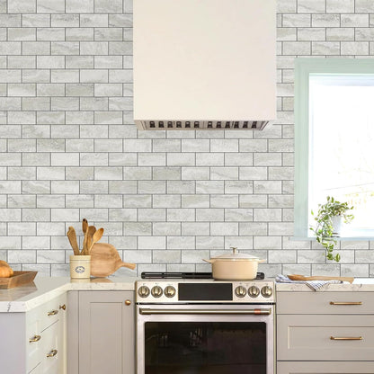 STICKGOO 10-Sheet Subway Tile Peel and Stick Backsplash, Seamless Design Polished Eurasia Beige Kitchen Backsplash Wall Tiles, Glossy Surface Waterproof Stick on Tile for Bathroom, RV, Fireplace