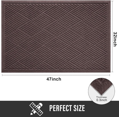 HIYARD Sturdy Front Door Mat, Absorbent Muddy Dirt Resist Welcome Door Mats Outdoor Indoor, Stain and Fade Resistant, Non-Slip Rubber Backing Low Profile Doormat for Entryway, 30×17, Beige
