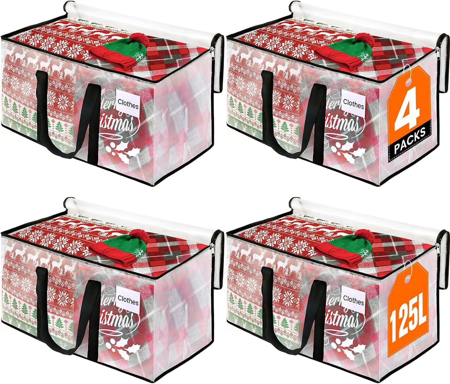 RoomHacks Heavy Duty Clear Moving Bags with Reinforced Handle and Double Zipper, Storage Totes, Packing Bags Alternative to Moving Essential and Supplies Box, Clear, Large, 6 Packs