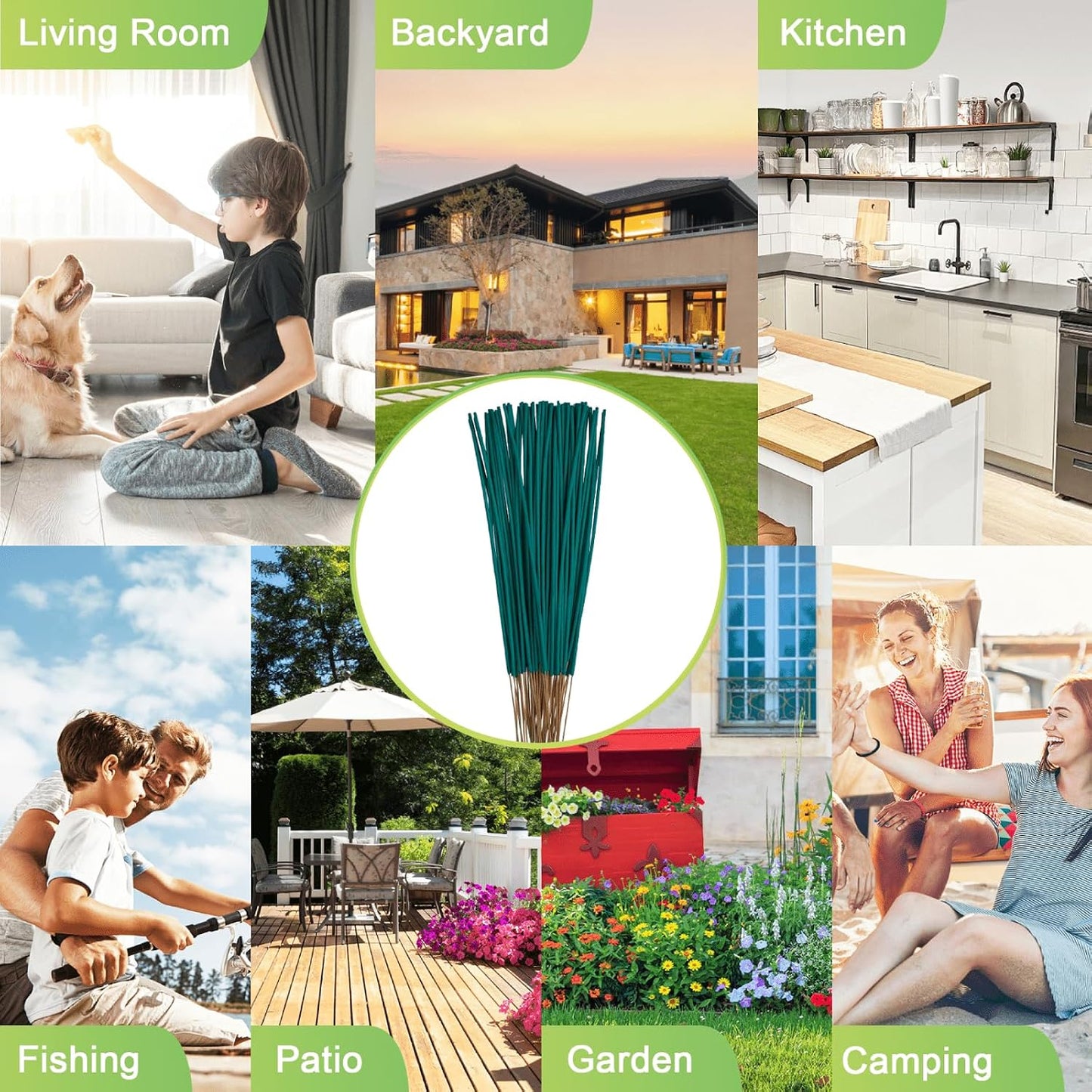 Mosquito Repellent Outdoor Patio 100 PCS Citronella Oil Mosquito Incense Sticks, Plant-Based Indoors Gnat Control for Camping Essentials, Fishing, Hiking, Yard, Backyard Travel