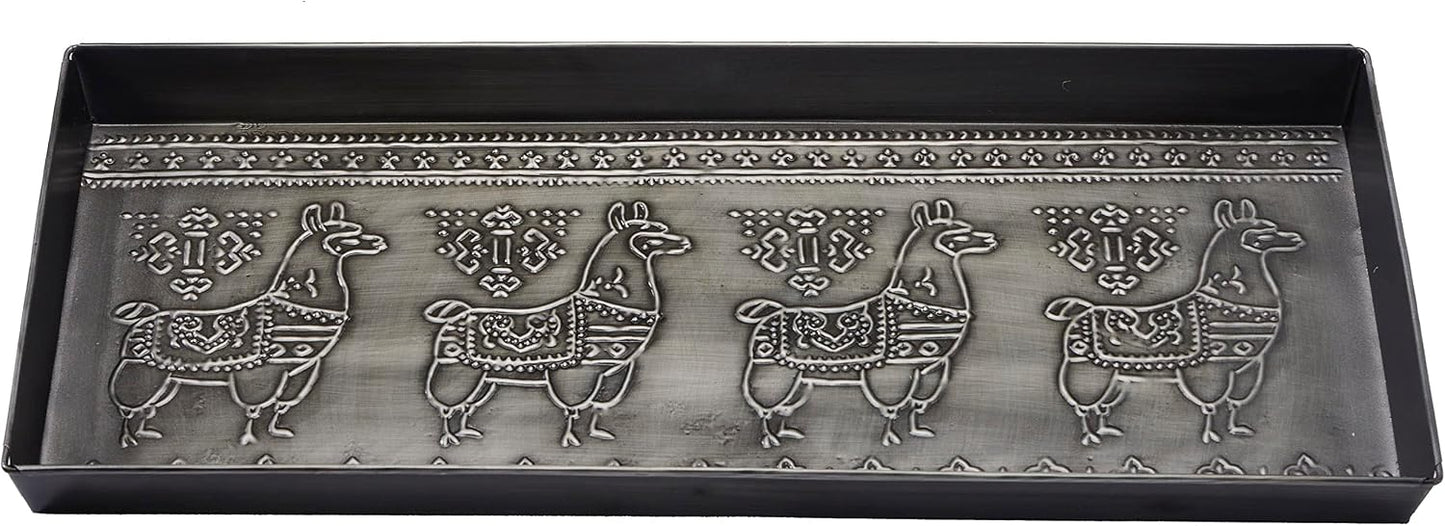 HF by LT Birch Forest Pattern Metal Boot Storage Tray, 30 x 13 inches, Antique Copper Finish