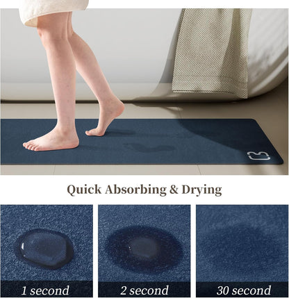 Diatomaceous Earth Bath Mat Rugs Super Absorbent Diatomite Stone Bath Mat Non Slip Quick Dry Thin Bathroom Mat Fit Under Door, Floor Rugs in Front of Bathtub, Shower Room, Sink,15.7"x23.6", Grey