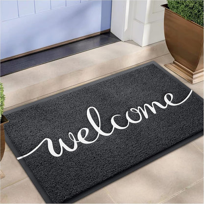 EARTHALL Door Mat Outside Inside Home Doormat, 30"x17.5", Durable Floor Mat Non Slip Mat Ultra Absorb Mud Easy Clean Front Doormat for Garage, Entryway, Patio, High Traffic Areas, Black