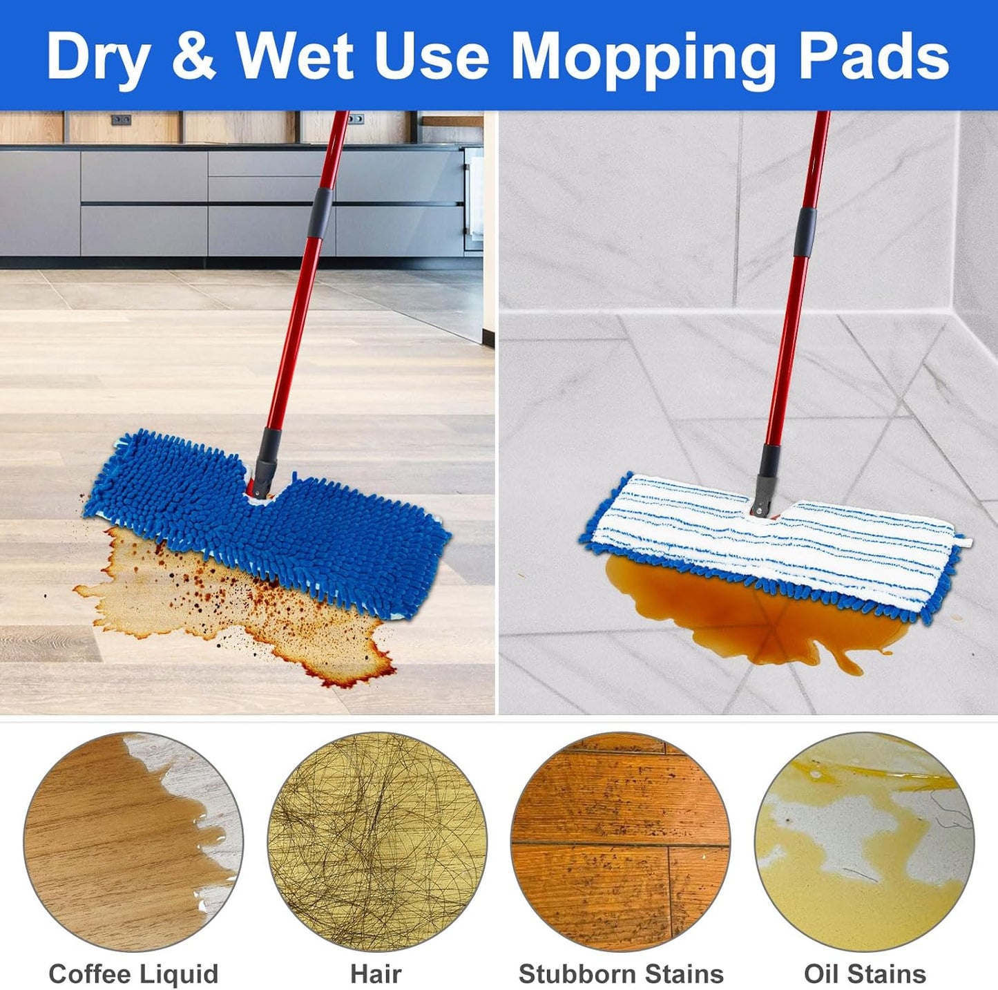 Mop Heads Replacements for O-Cedar Hardwood Floor 'N More Microfiber Flip Mop, 2 Pack Dust Mop Replacement Heads for Ocedar Flip Mop, Reusable Refill Double-Sided Mop Head for O Cedar Mop