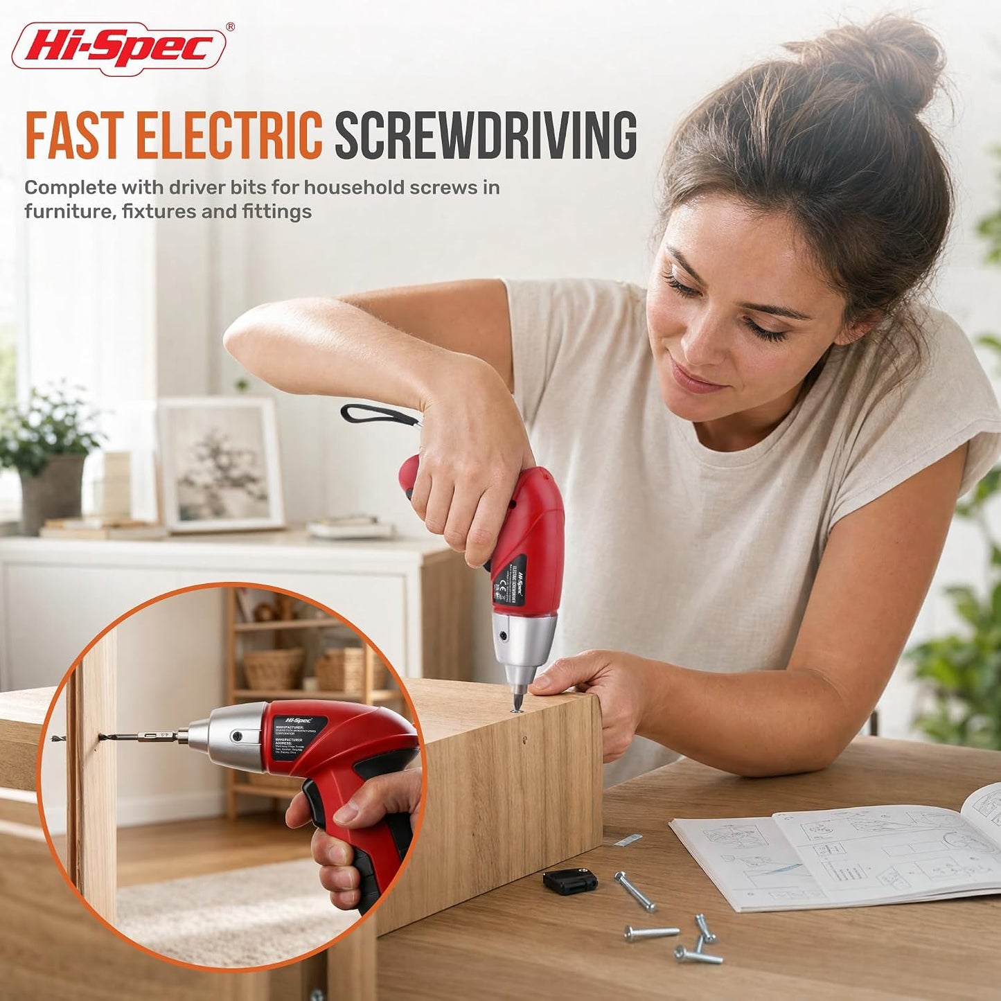 Hi-Spec 4V Electric Screwdriver Tool Kit Set. Cordless USB Rechargeable Screwdriver with Home Repair Tools. 42pc Compact Portable Case, DIY Kit for Beginners and the Household - Green
