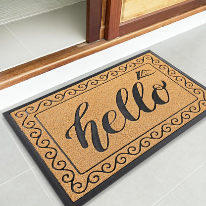 Yimobra Welcome Mat, Heavy Duty Sturdy Door Mats for Home Entrance Outdoor Indoor, Front Doormat for Outside Patio Floor Entry Porch Garage Office, Waterproof, Low Profile, 29.5x17, Black Grey