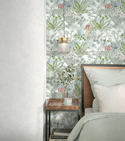 Wudnaye Boho Peel and Stick Wallpaper Catus Wallpaper 17.7" x 118.1"Vintage Floral Wallpapers Peel and Stick Botanical Removable Wall Paper Boho Self Adhesive Contact Paper for Bathroom Cabinets