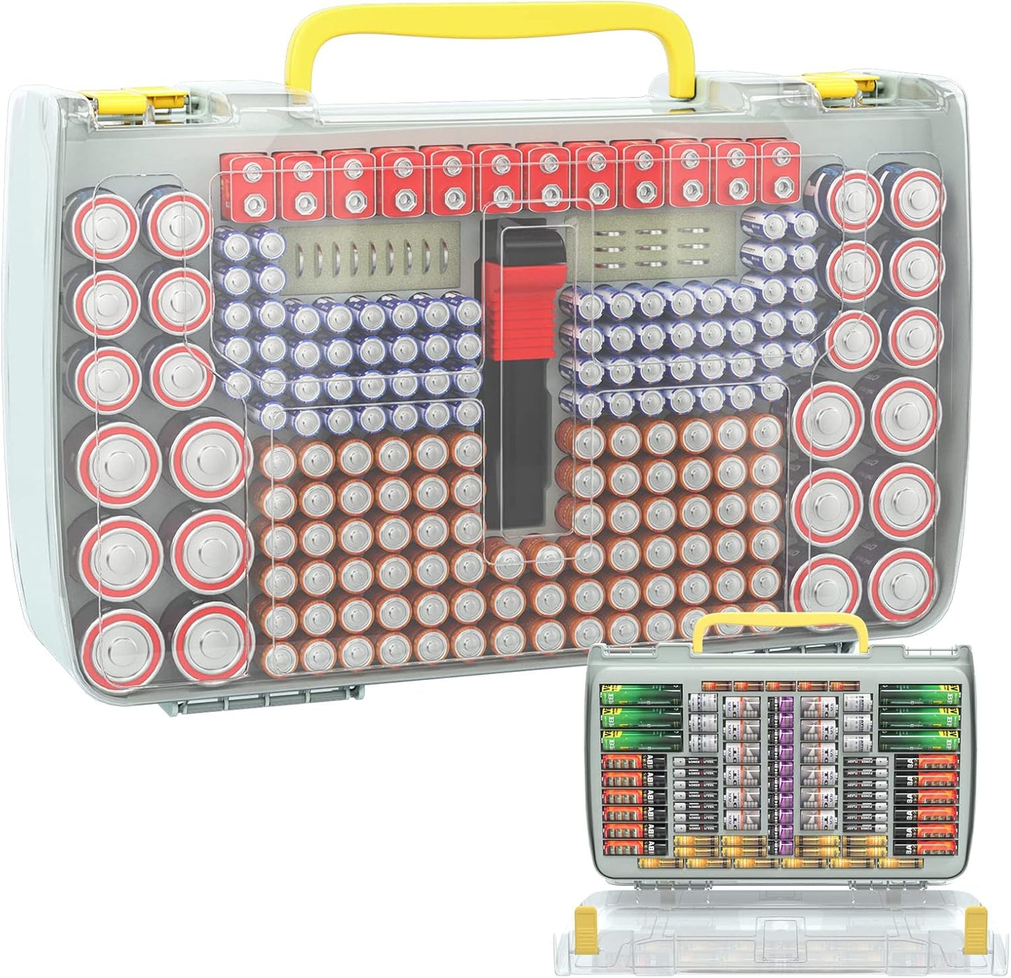 ALCYON 269+ Battery Organizer Case with Tester, Double-Sided Storage-Blue | Clear Rigid Shell and Dedicated Slots Keep Batteries Visible, Separated and Secure for Home, Office or Workshop,Case Only